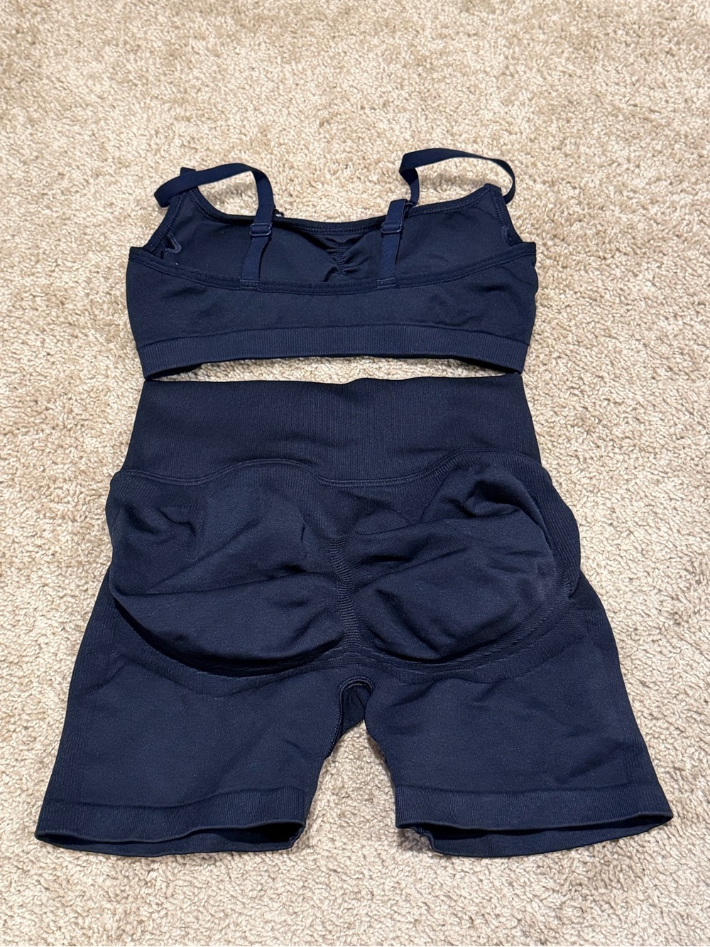 Gymshark Seamless Lift Navy Shorts and Sports Bra - Picture 2 of 2